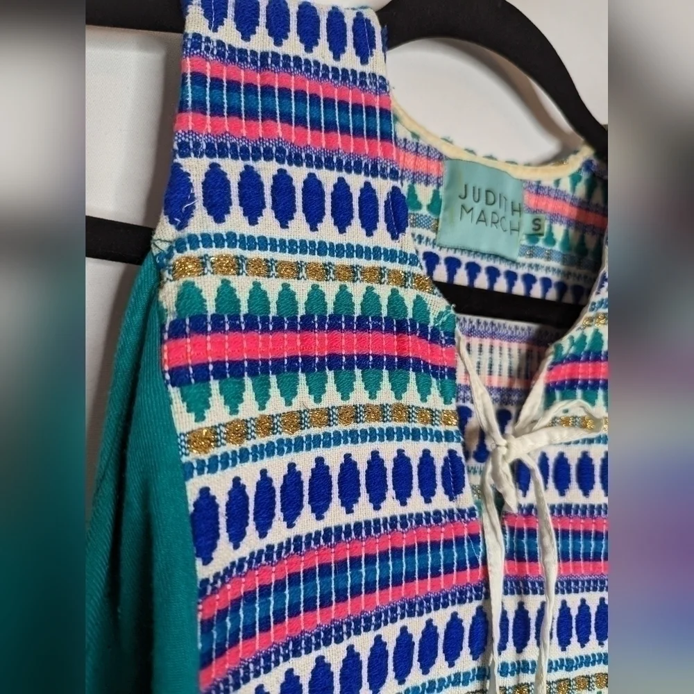 Judith March Teal Embroidered Tassel Tank - Picture 6 of 12